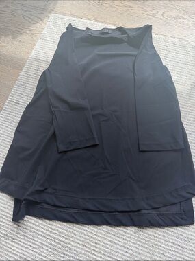Porto Black Long Sleeve Layered Tunic Top